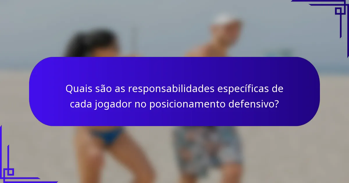 Quais são as responsabilidades específicas de cada jogador no posicionamento defensivo?